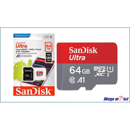 Memoriska Karta SanDisk Ultra MICRO SD 64GB Class 10