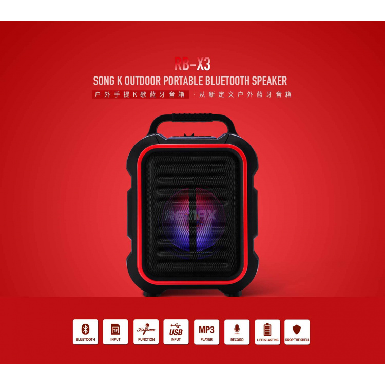 Zvucnik Bluetooth karaoke REMAX RB-X3 black/red