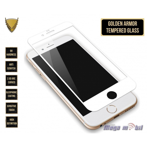 Tempered glass za iPhone 8/ iPhone 7 Golden Armor 5D white