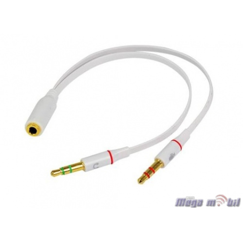 Kabel razdelnik 3.5mm female za slusalki i mikrofon white.