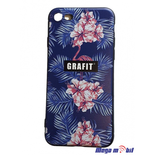 Futrola iPhone X black flower blue