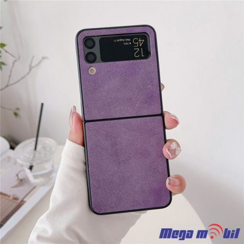 Futrola Samsung Galaxy Z Flip 3 5G Leather purple (predna i zadna)