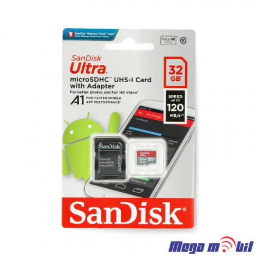 Memoriska Karta SanDisk Ultra MICRO SD 32GB Class 10