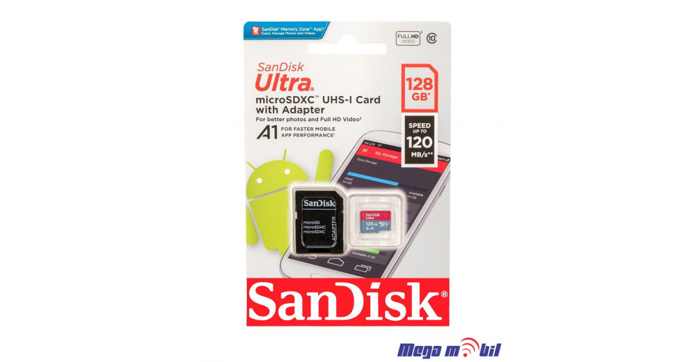 Memoriska Karta SanDisk Ultra MICRO SD 128GB Class 10 :: Megamobil