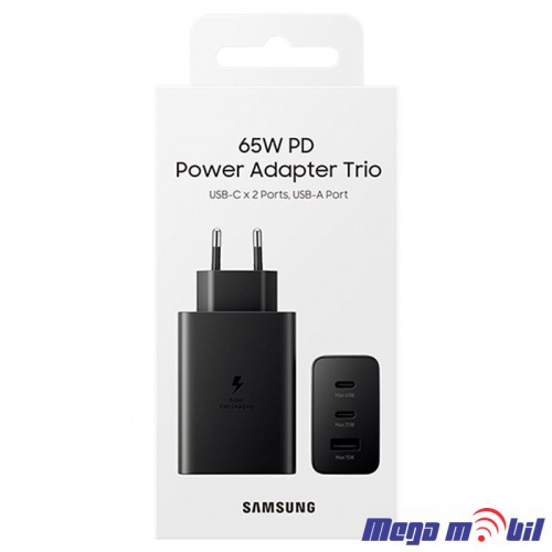 Polnac 220V Samsung Trio USB+2xPD black 65W FULL ORG