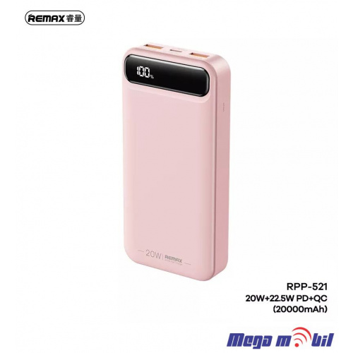 Baterija eksterna 20000mAh REMAX Bole RPP-521 FAST+PD pink