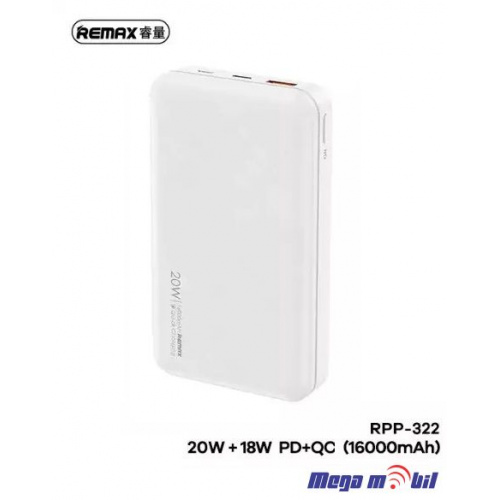 Baterija eksterna 16000mAh REMAX Renen RPP-322 FAST+PD white