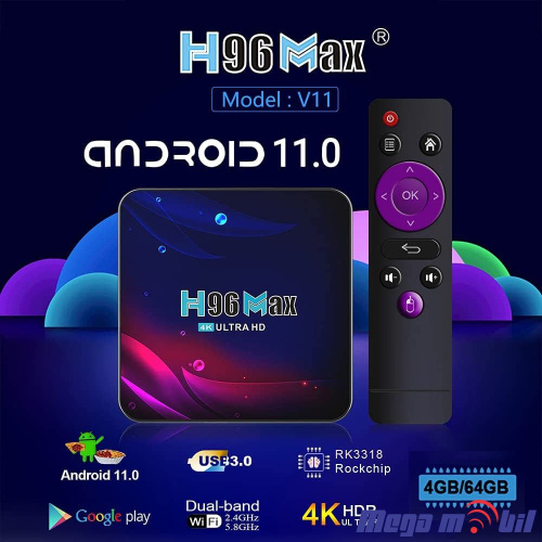 Android TV BOX H96 Max 4GB RAM / 64GB ROM Wi Fi+BT Android 11
