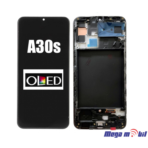 Ekran Samsung A307F/ A30S komplet SO RAMKA Black OLED