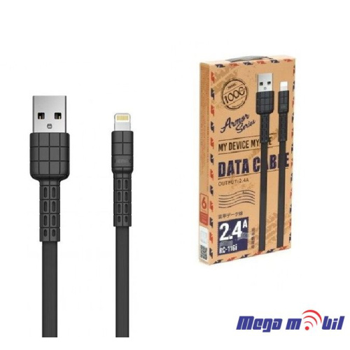 Data Kabel iPhone REMAX Armor RC-116i 2.4A black
