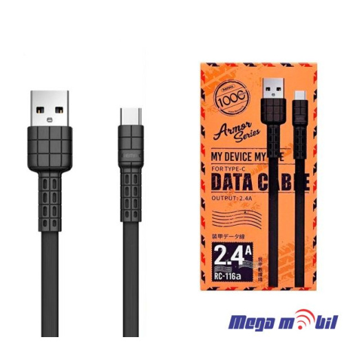 Data Kabel Type C REMAX Armor RC-116a 2.4A black