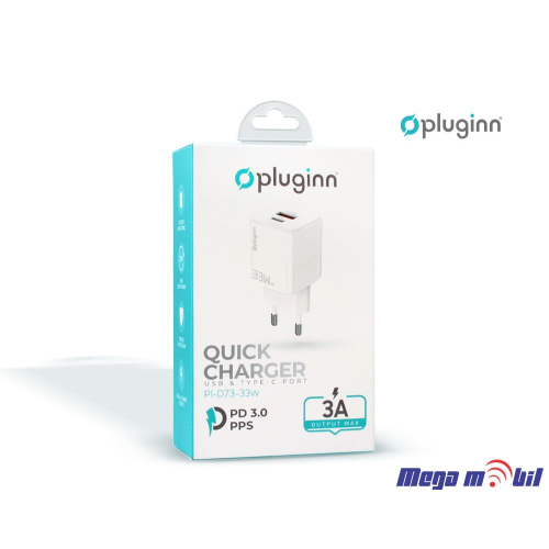 Polnac 220V Pluginn PI-D73-33w QC3.0 PD3.0 PPS USB-PD GaN 20W+33W, 53W (total) white