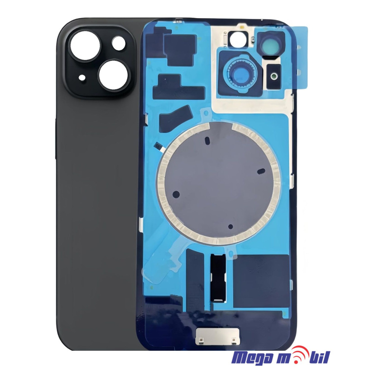 Zadno staklo iPhone 15 Black so magneti za wireless i stakla za kamera 