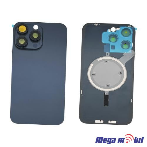 Zadno staklo iPhone 15 Pro Blue so magneti za wireless i stakla za kamera 