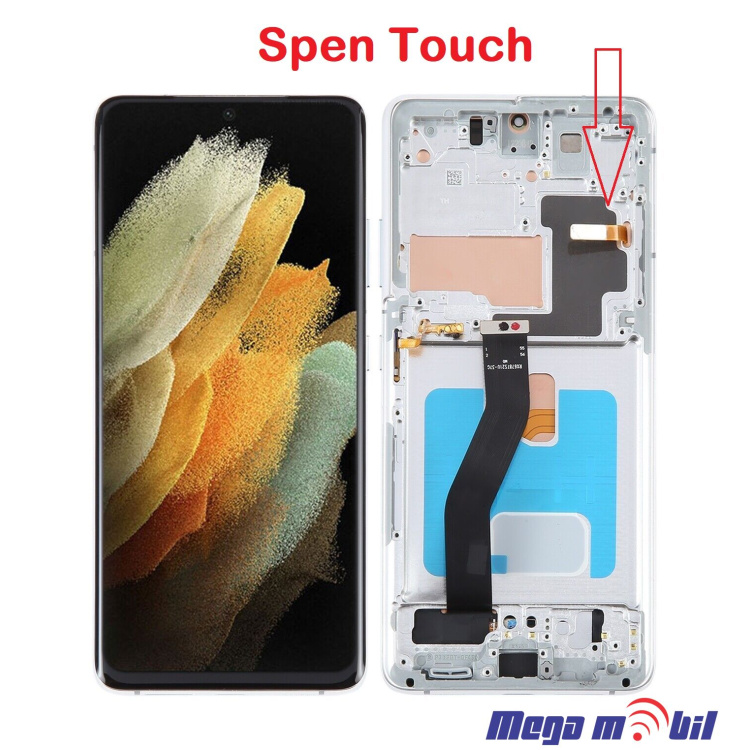 Ekran Samsung G998B S21 ultra komplet Silver SOFT OLED