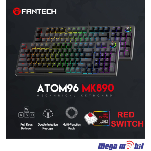 Tastatura Fantech Gaming Mechanical Atom96 MK890 Black/Grey (red switch)