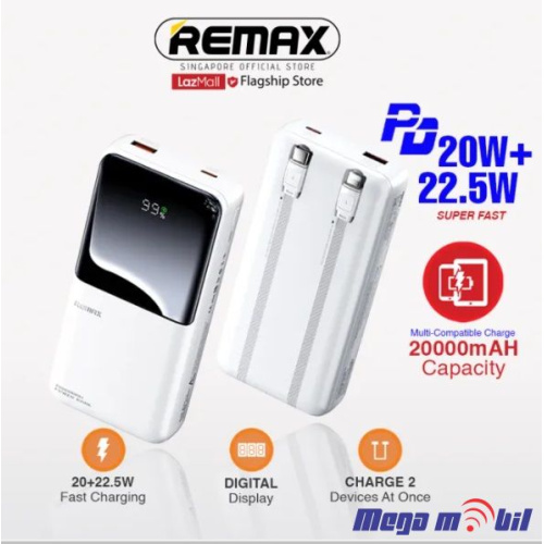 Baterija eksterna 20000mAh REMAX Cynlle RPP-680 FAST+PD+2 fast charging cables white