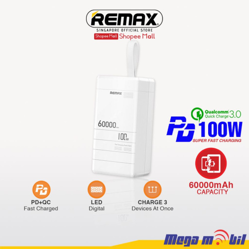 Baterija eksterna 60000mAh REMAX Dinba RPP-650 FAST+PD 100W white