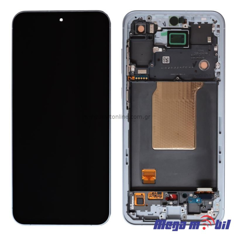 Ekran Samsung A556B/ A55 5G komplet SO RAMKA ice blue full org 