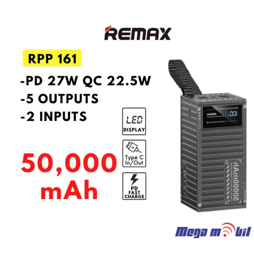 Baterija eksterna 50000mAh REMAX Container RPP-161 FAST 22.5W+PD 27W gray