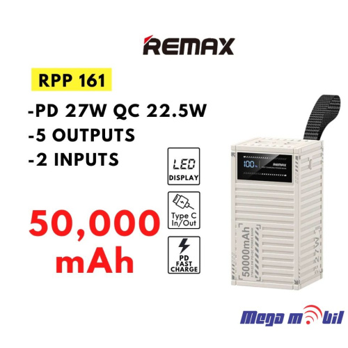 Baterija eksterna 50000mAh REMAX Container RPP-161 FAST 22.5W+PD 27W white