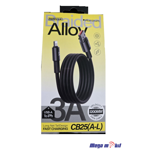 Data Kabel iPhone REMAX Velocity C12 3A 1.2m Fast black