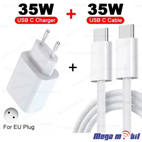 Polnac 220V iPhone PD 35W so kabel PD/Type C FAST NT-TC157
