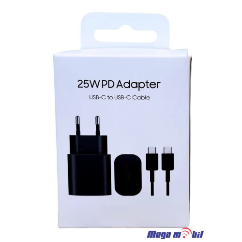 Polnac 220V Samsung 25W PD Fast black so kabel NT-TC156