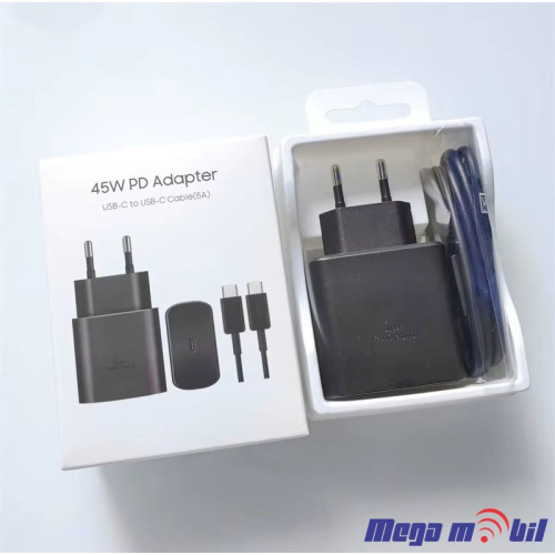 Polnac 220V Samsung 45W PD Fast black so kabel NT-TC158