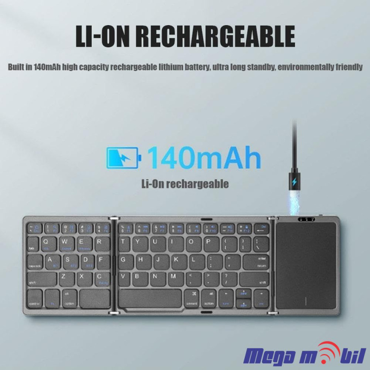 Tastatura Wireless so touchpad rasklopliva BLACK