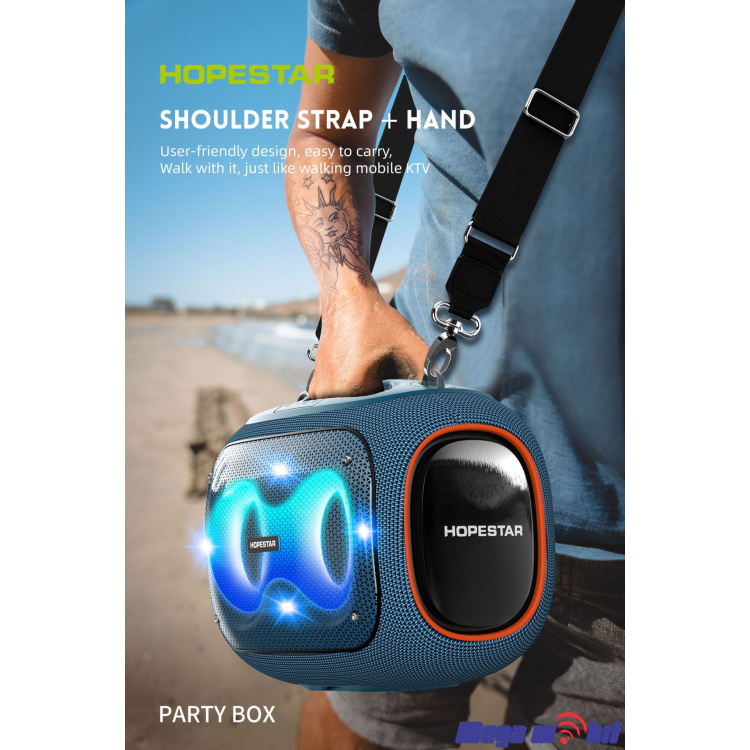 Zvucnik Bluetooth Karaoke Hopestar PARTYBOX so 2 mikrofona military