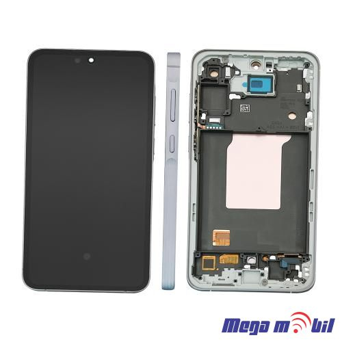Ekran Samsung A556B/ A55 5G komplet SO RAMKA ice blue full org SH