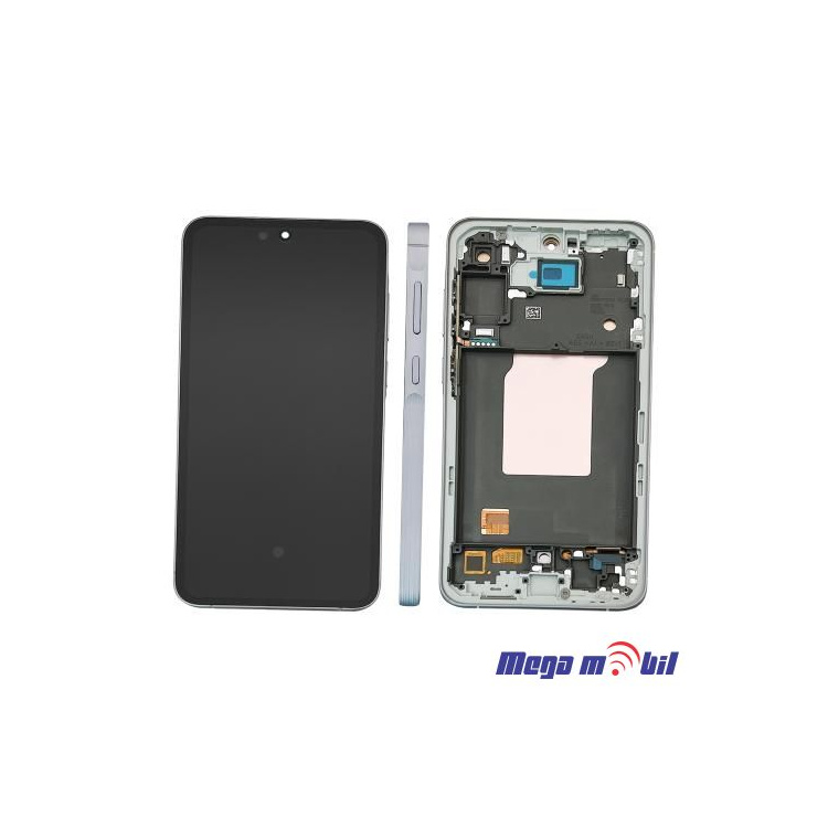 Ekran Samsung A556B/ A55 5G komplet SO RAMKA ice blue full org SH