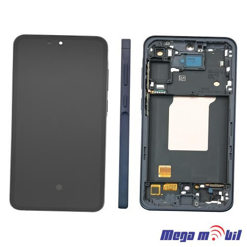Ekran Samsung A556B/ A55 5G komplet SO RAMKA navy blue full org SH