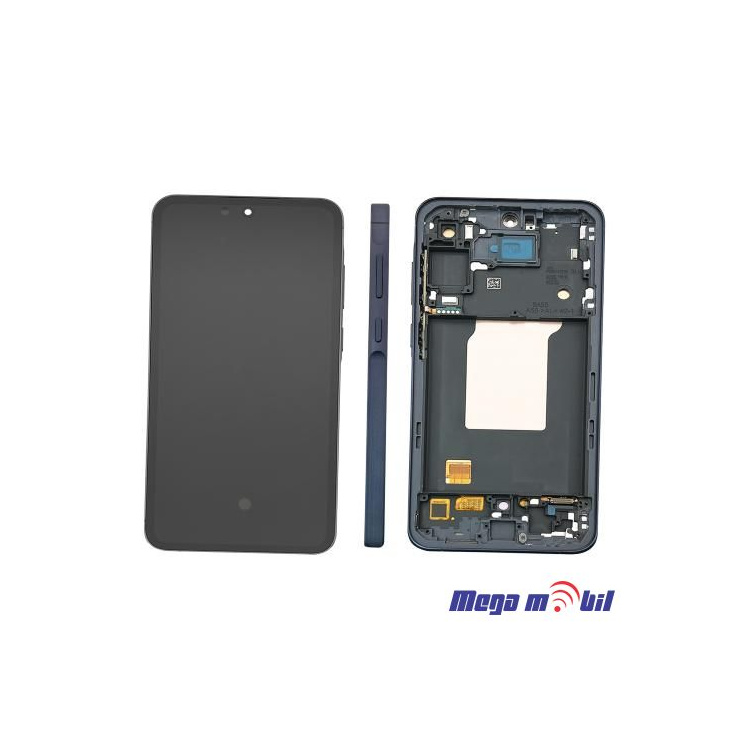 Ekran Samsung A556B/ A55 5G komplet SO RAMKA navy blue full org SH