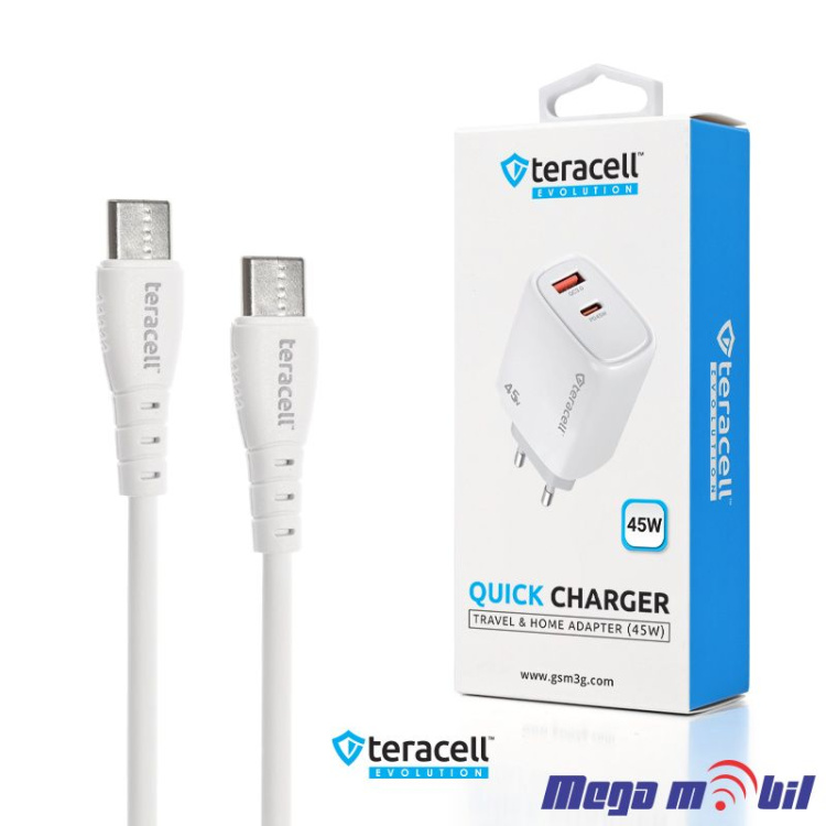 Polnac 220V Type C Teracell Evolution TC-19, GaN, QC, PD, 45W white