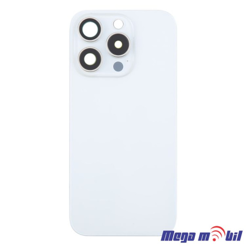 Zadno staklo iPhone 16 Pro White so magneti za wireless i stakla za kamera 