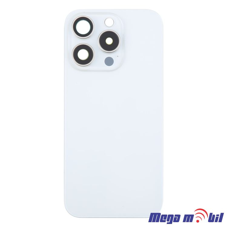 Zadno staklo iPhone 16 Pro Max White so magneti za wireless i stakla za kamera 