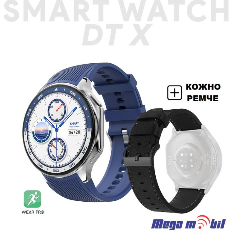 Smart Watch DT watch X silver (kozno +silikonsko remce)
