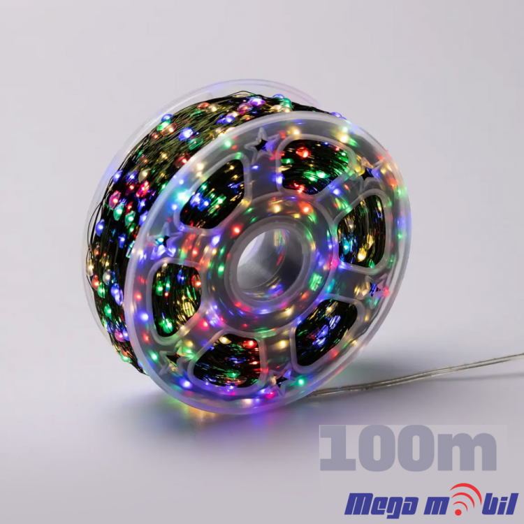 Novogodisen ukras LED sijalicki RGB (100m) so dalecinsko