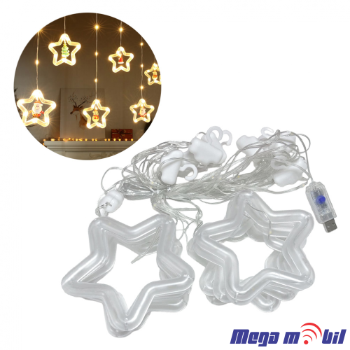 Novogodisen ukras LED zvezdi toplo zolta so dalecinsko