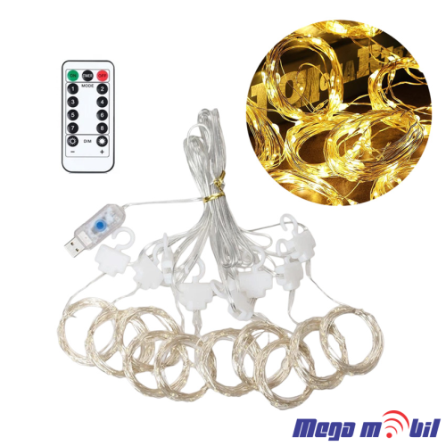 Novogodisen ukras LED sijalicki zavesa 3m*3m toplo zolta so dalecinsko