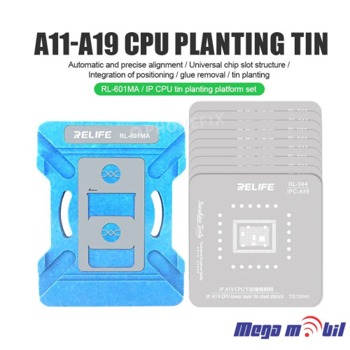 Resetka za BGA iPhone RELIFE RL-601MA CPU Repair Fixture Set/IP Series (A11-A19 Pro)