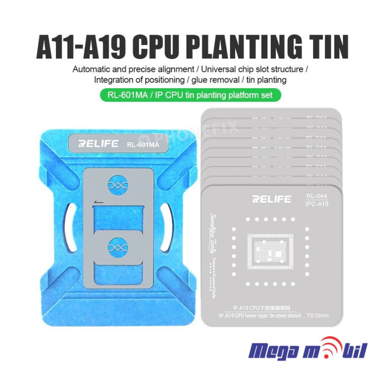 Resetka za BGA iPhone RELIFE RL-601MA CPU Repair Fixture Set/IP Series (A11-A19 Pro)