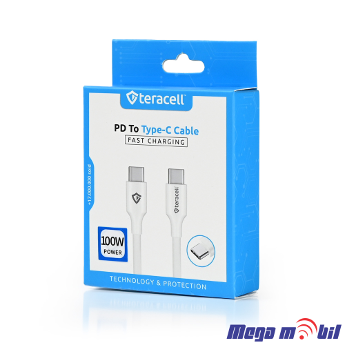 Data Kabel Type C PD Teracell Plus 100W 1m FAST white