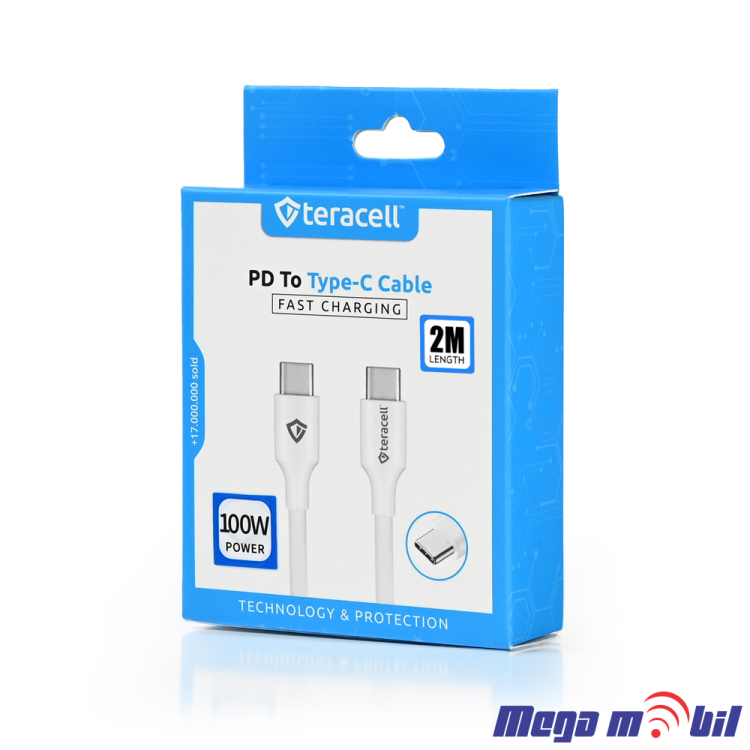Data Kabel Type C PD Teracell Plus 100W 2m FAST white