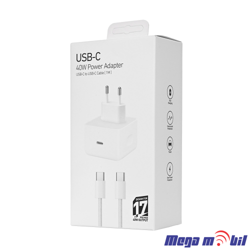 Polnac 220V iPhone PD 40W so kabel FAST 17 series