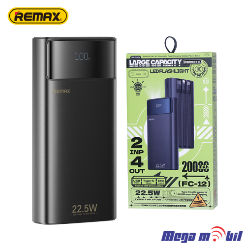 Baterija eksterna 20000mAh REMAX FC-12 FAST 22.5W+PD 20W black