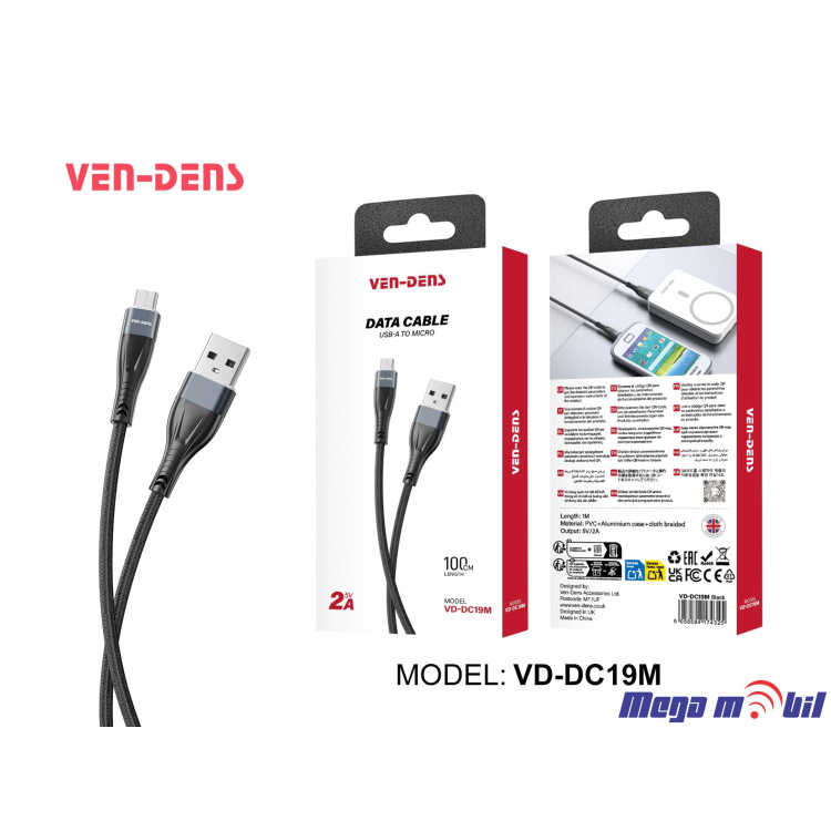Data Kabel Micro VD-DC19M 1m FAST black