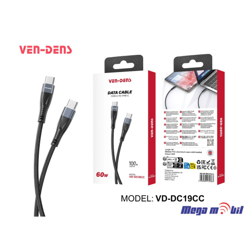 Data Kabel Type C PD VD-DC19CC 60W 1m FAST black